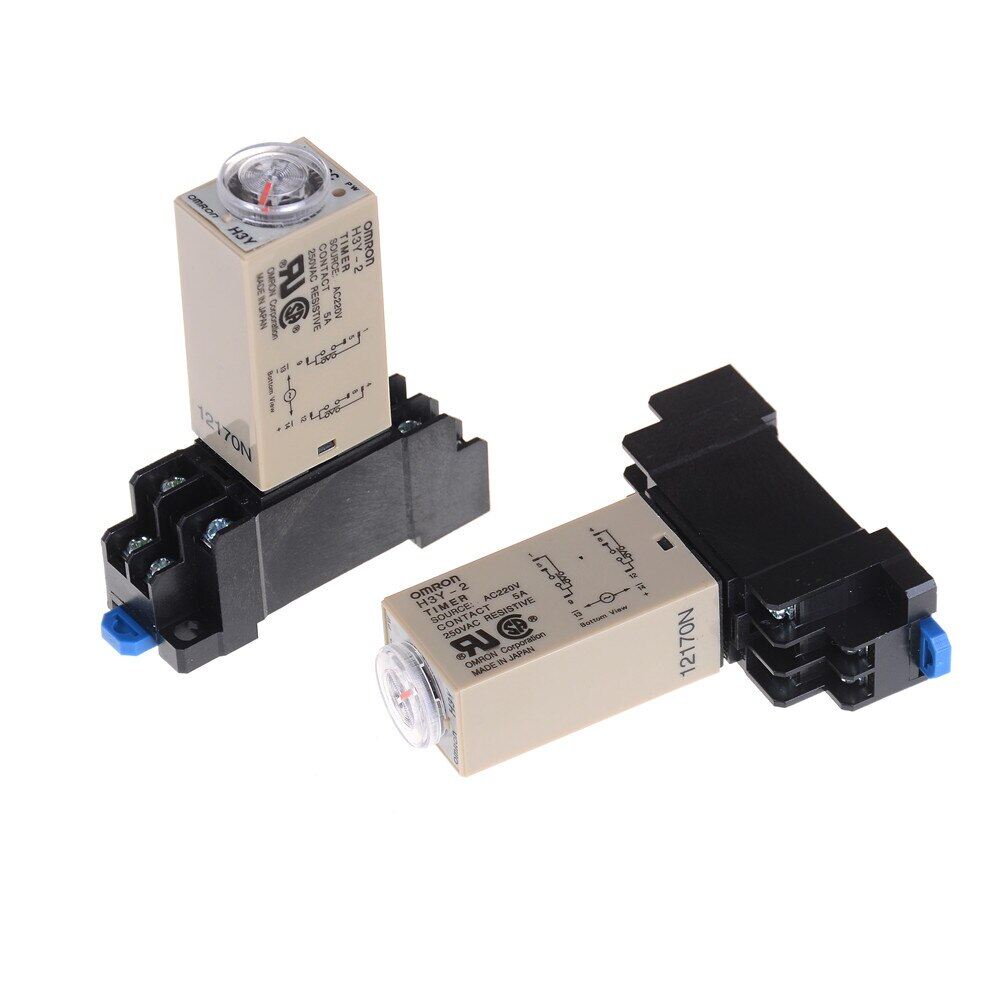 1set H3y-2 Ac 220v Delay Timer Time Relay 0 - 60 Second 0~ 30s With Base High Quality Time Relay With Socket