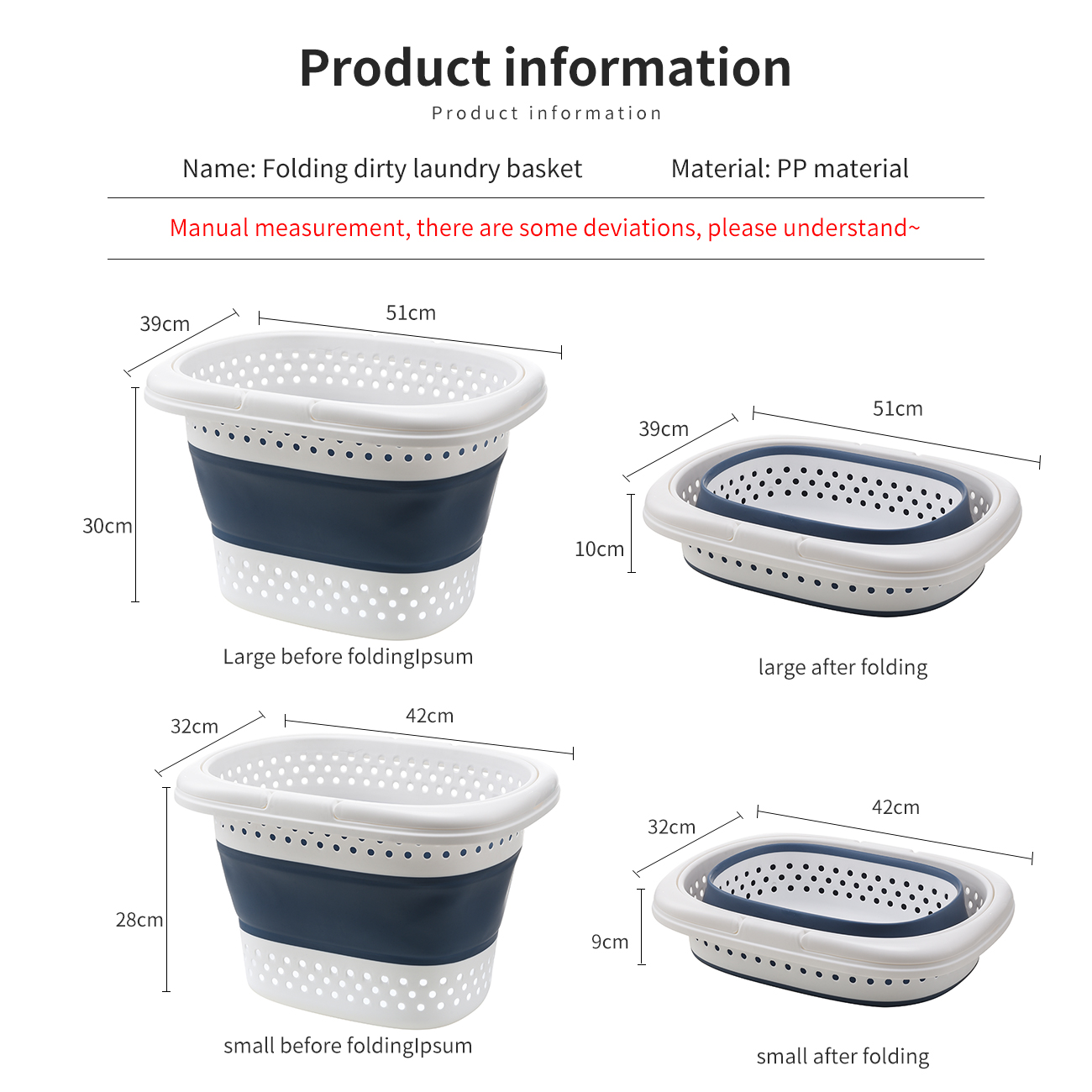 CNMF Collapsible Foldable Laundry Backet with Handle Clothes Storage Basket Container Organizer Hamper Space Saving