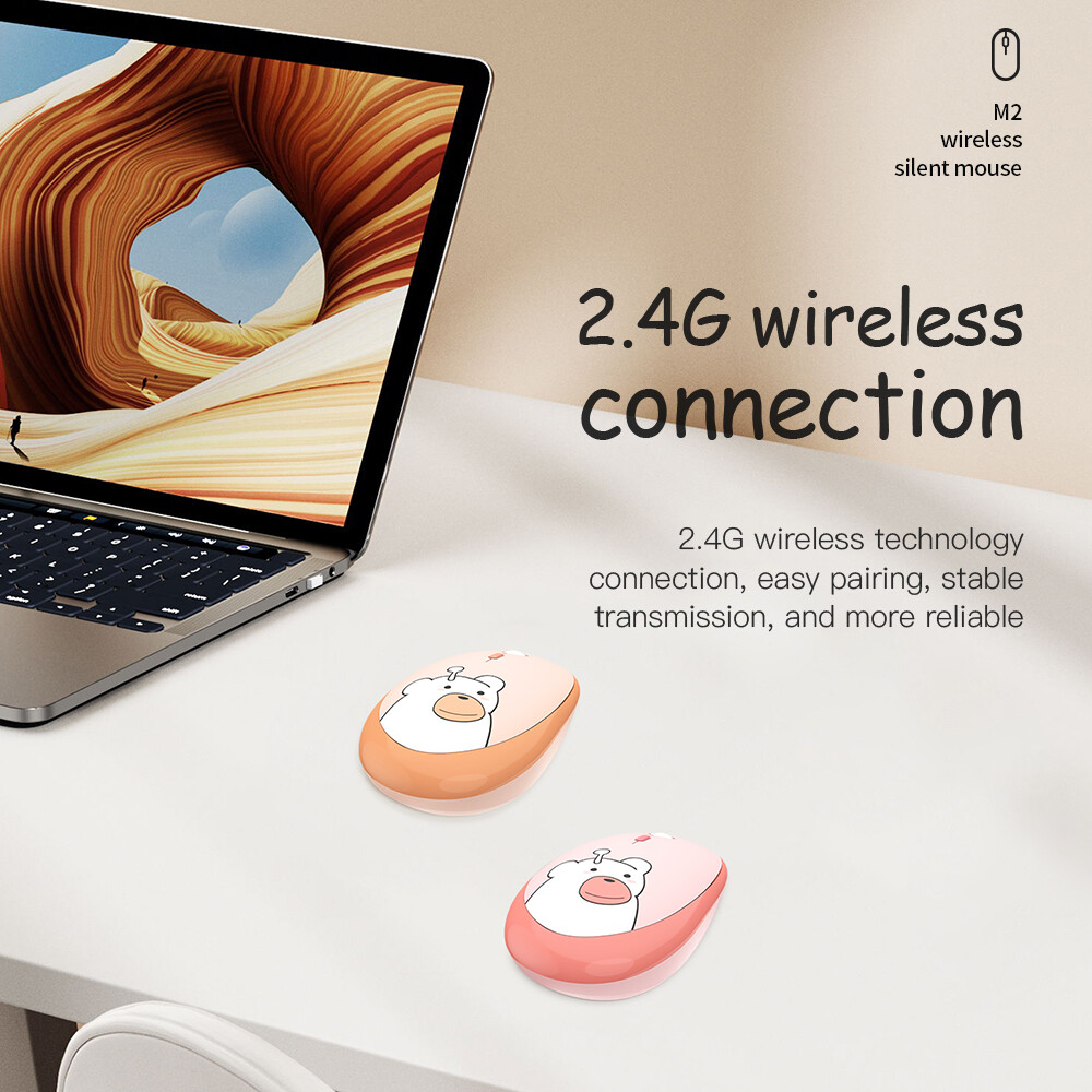 【2023】Hoco Cute Cartoon Wireless Mice Computer Mouse for Laptop Silent Buttons 2.4G with USB Mini Receiver, 800 DPI 1200 DPI With 3 Adjustable DPI For PC Laptop