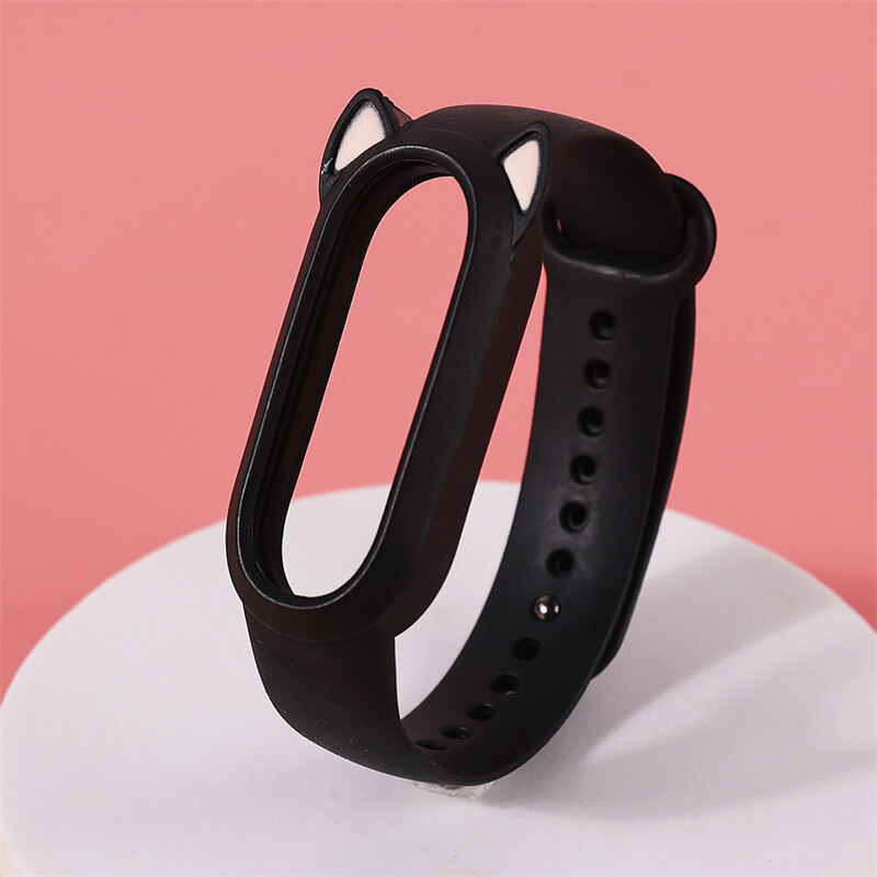 For Mi Band 6 5 4 3 Girls Women Cute Cat Strap Kawaii Replacement Ladies Wristband Bracelet Miband 6 Miband 5 Miband 4 Miband 3 Belt Smartwatch Accessories