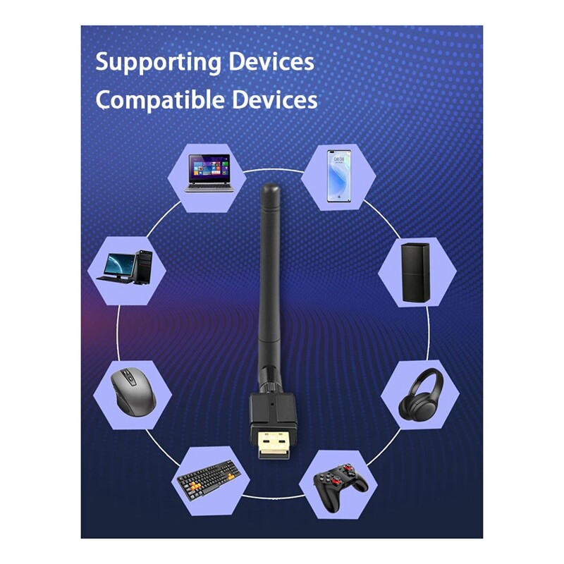 1 Set 100M External Antenna USB Bluetooth 5.3 Adapter USB Bluetooth Transmitter Receiver Bluetooth Adapter (Black)