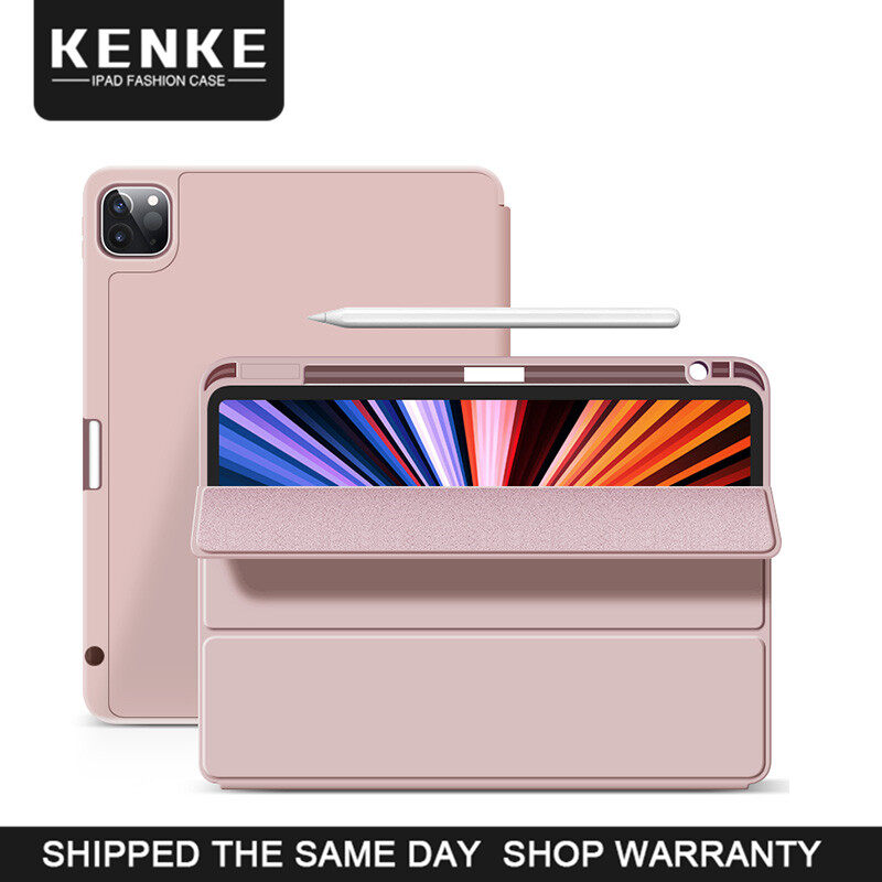 Ốp iPad KENKE Ốp Silicon Mềm, Với Khay Bút Khay Bút Trên Bên Phải Thả Bằng Chứng, Vỏ Từ Tính Chống Nước, Chống Bụi Và Chống Trầy Xước Chức Năng Đánh Thức Giấc Ngủ Cho 2021 iPad 11 Pro 11 2021 Pro 12.9 2021 Ốp Lưng Cao Cấp Tươi Mới Đơn Giản Có Hàng