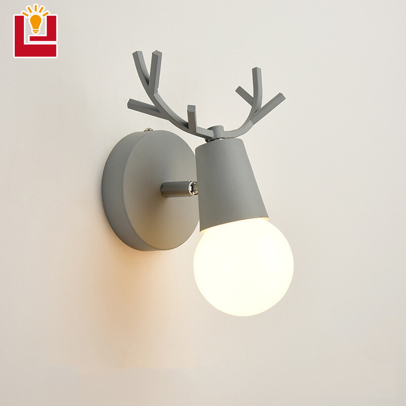 B&B Nordic Style Led Creative Antler Wall Lamp Simple Wood Decorative Lamp for Bedroom and Living Room