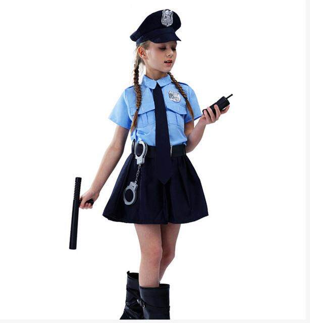 【hot】 Girl Police Officer Costume Set Cop Uniform Dress Up Halloween ...