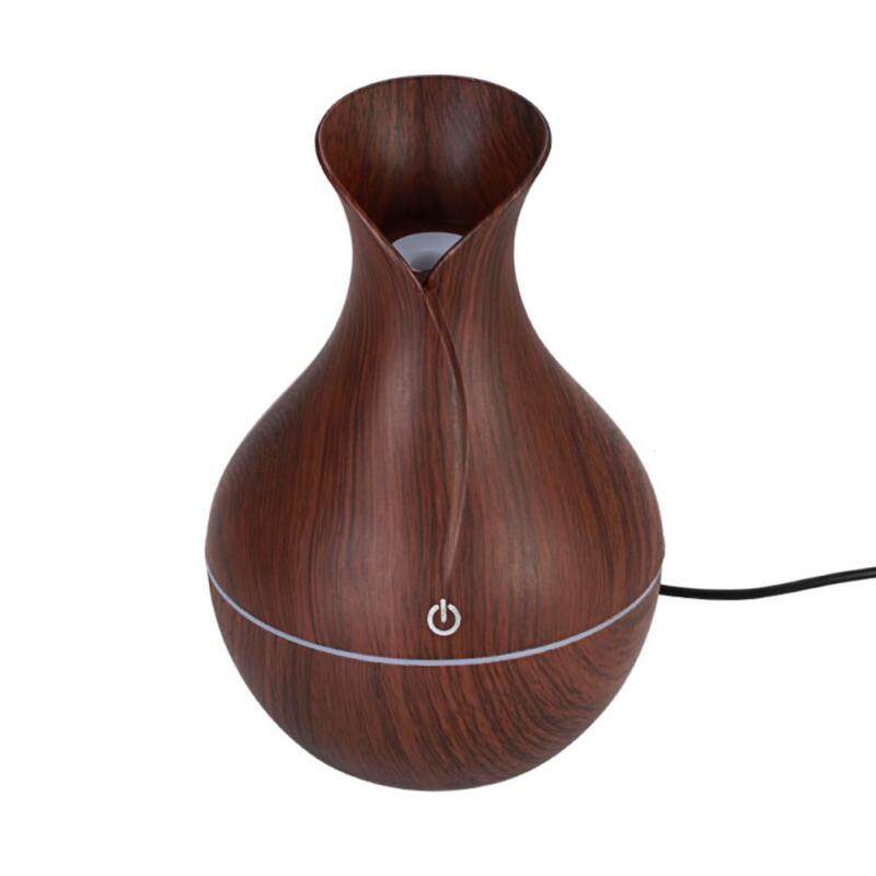 LED USB Wood Grain Ultrasonic Air Humidifier Aroma Essential Oil Diffuser Singapore