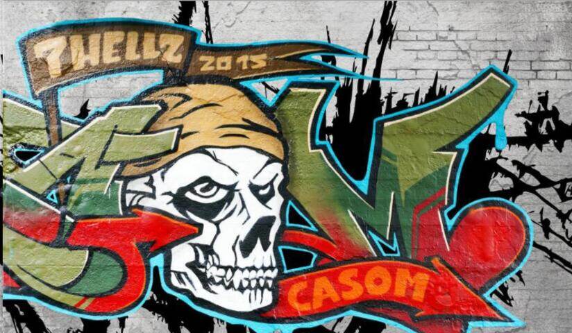 Custom 3d wallpaper personality nostalgic retro graffiti skeleton image wall KTV bar background mural wall sticker