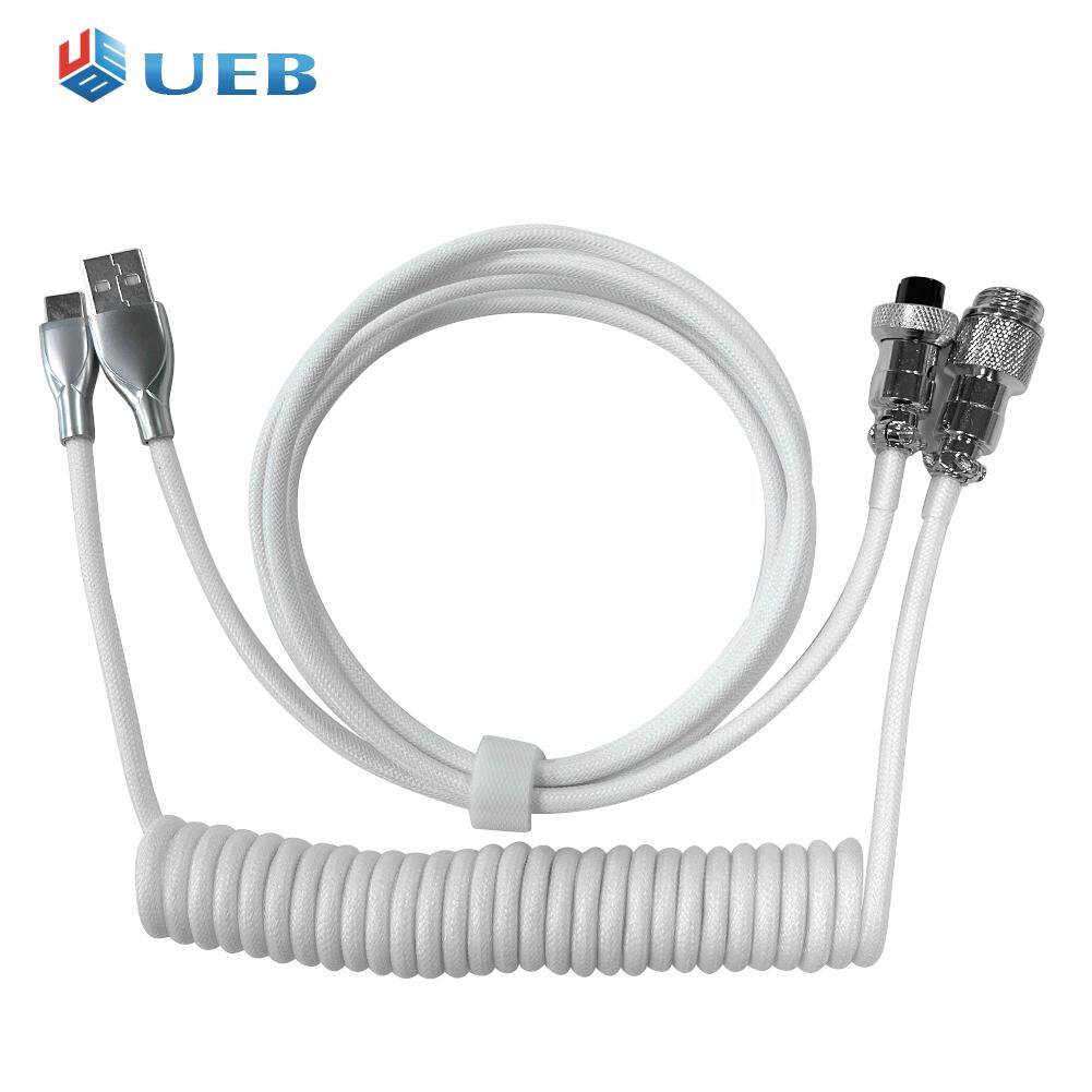 Professional Coiled Type-C USB Wire for Mechanical Keyboard Aviator Connector Spiral Paracord