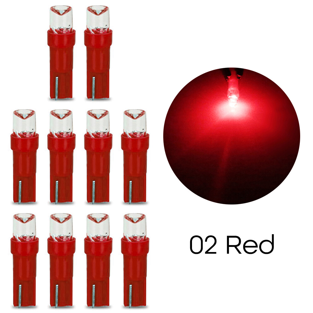 Janedream 10Pcs T5 LED Car Dash Dashboard Lights Bulb Instrument Panel Lamp Speedometer Wedge Side Concave Lens