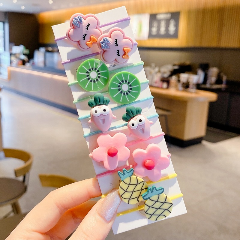 Set 10 Dây Cột Tóc Hình Hoa Trái Dễ Thương Cho Bé Gái