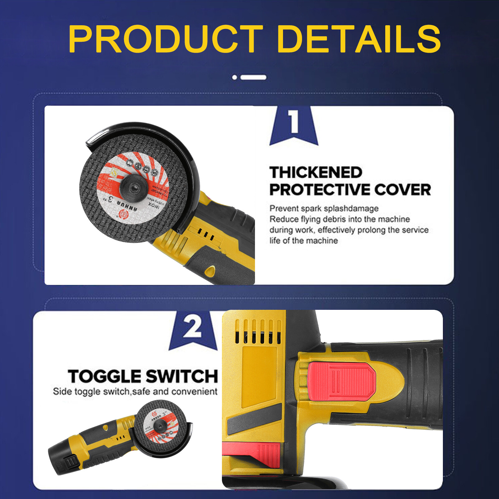 KKmoon 12 V Angle Grinder Handheld Portable Electric Grinder Machine Ceramic Tile Wood Multi-function Polishing Grinding Cutting Machine Home Woodwork DIY Rechargeable Angle Grinder