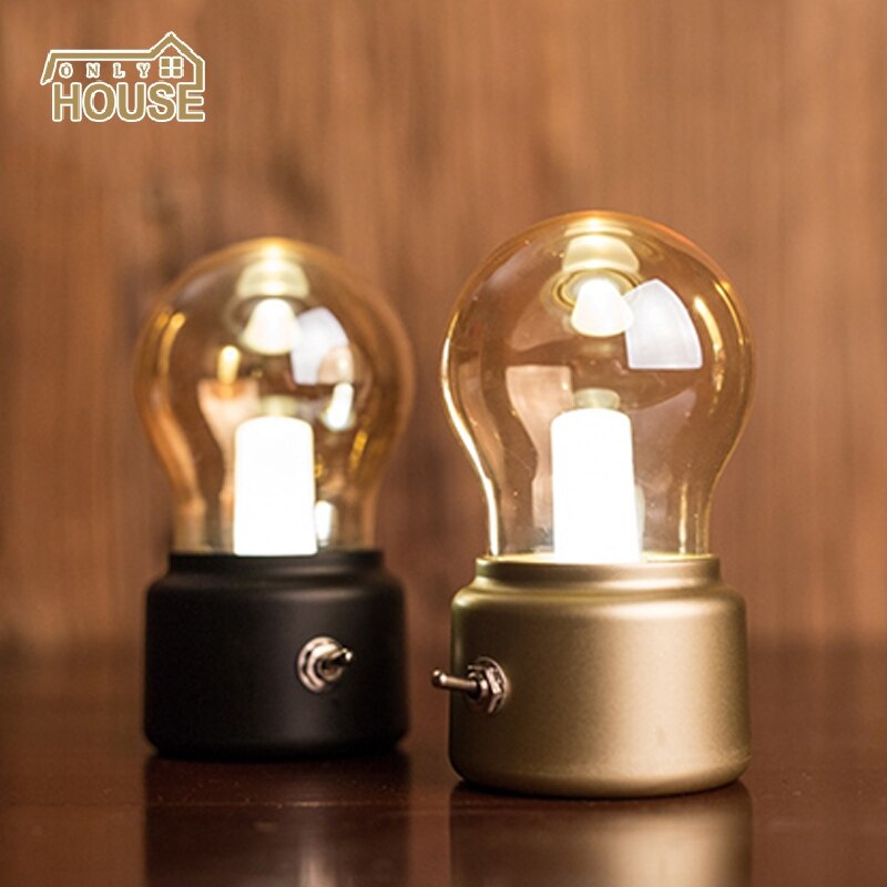 LEBI Bóng Đèn Sạc Retro Đèn Ngủ Sáng Tạo Nỗi Nhớ USB Đèn Bàn Cạnh Giường Ngủ Đèn Xung Quanh