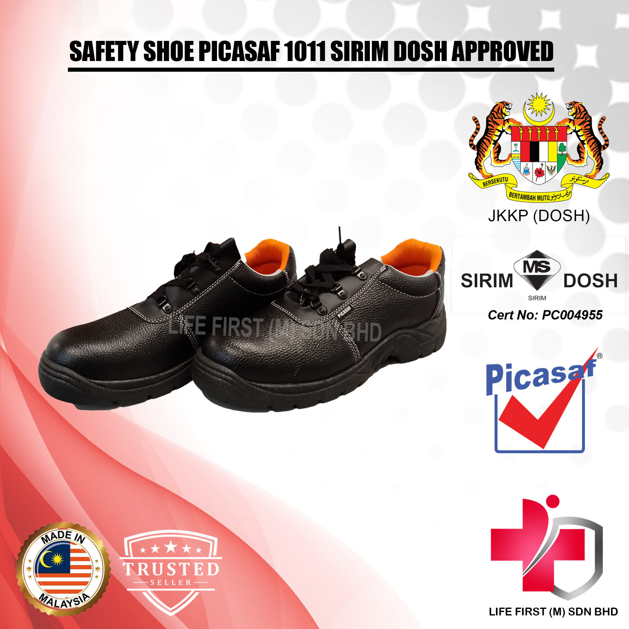 SAFETY SHOE PICASAF 1011 SIRIM DOSH APPROVED LOW CUT | Lazada