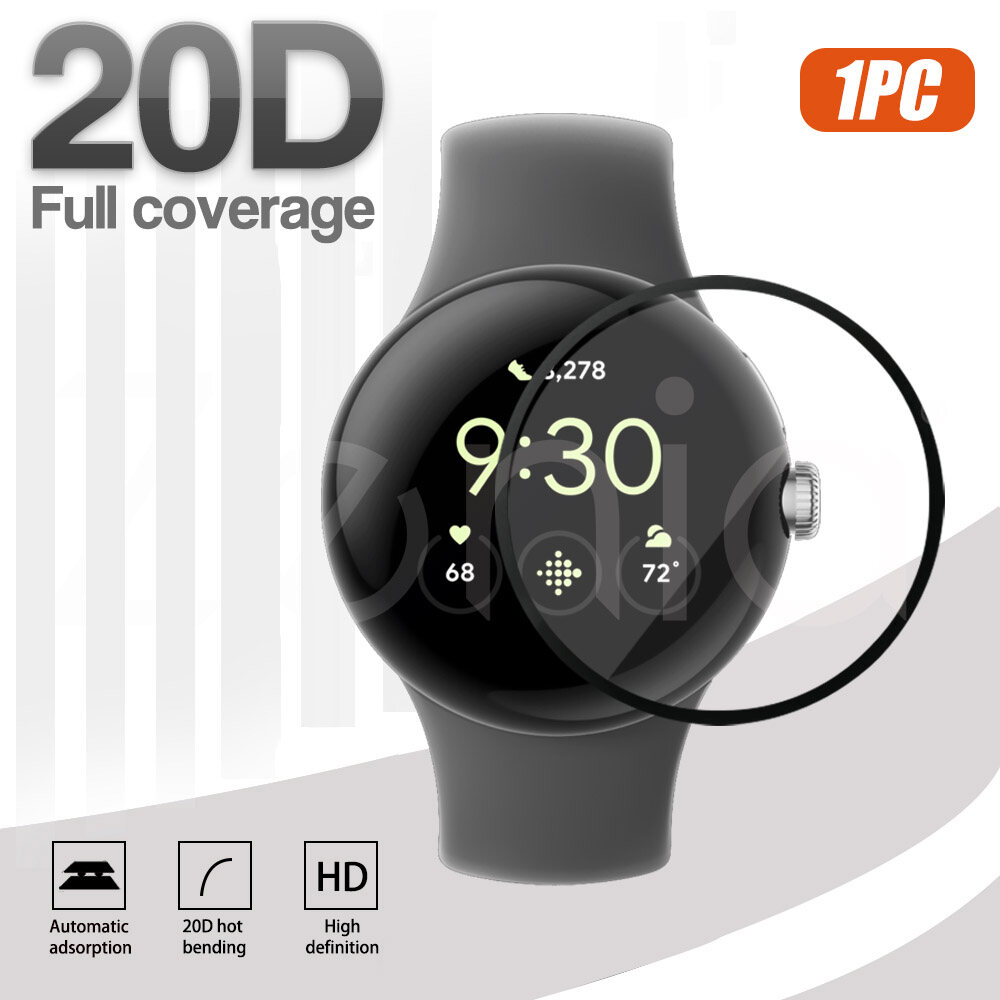 Zenia 1 Miếng Phim Bảo Vệ Toàn Màn Hình Cong Viền Cong Thay Thế HD 20D Cho Đồng Hồ Thể Thao Thông Minh Google Pixel Kính Bảo Vệ HD 9H 3D Phụ Kiện Phim Chống Xước Chống Cháy Nổ