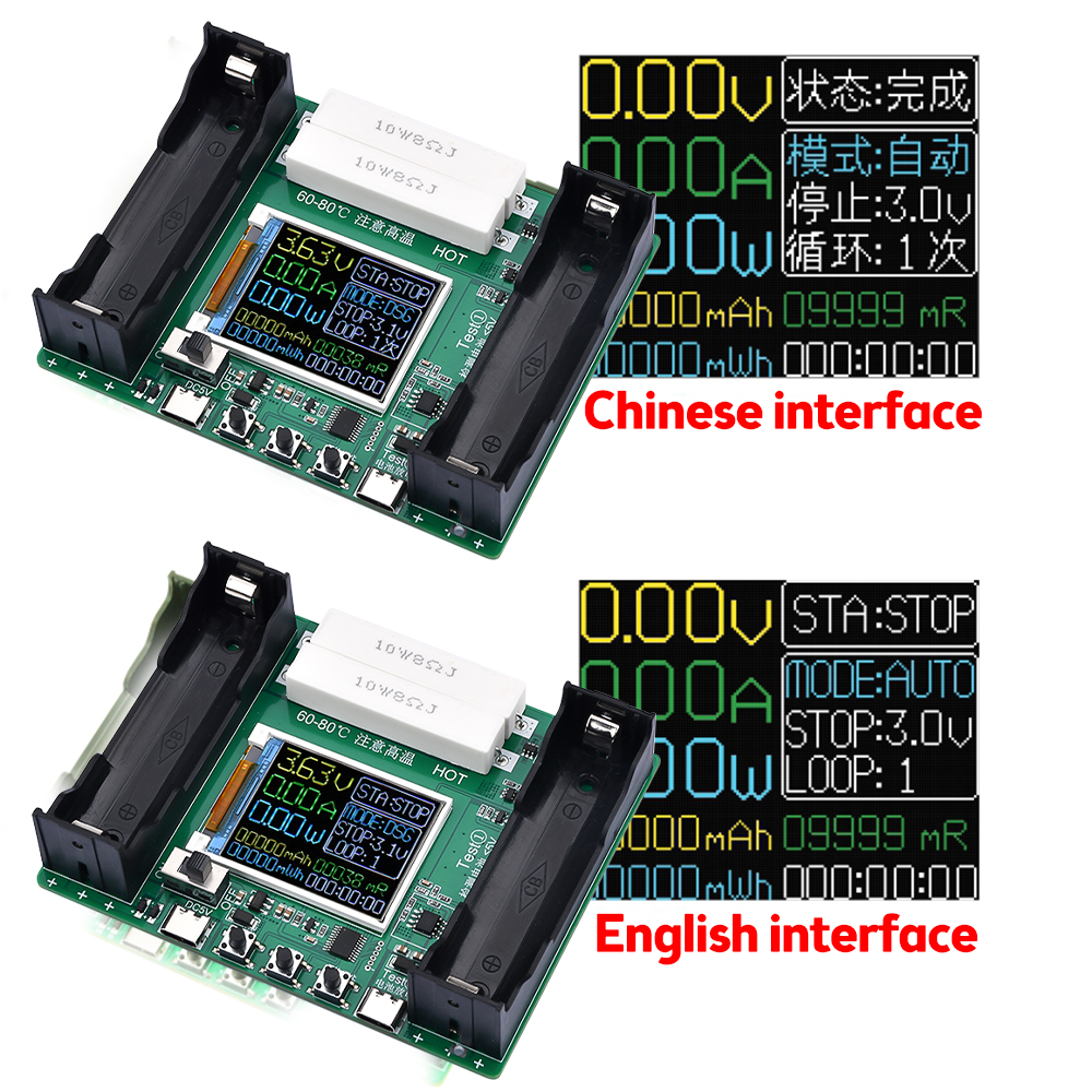 KKmol Single Channel/4 Channel 18650 Dung lượng pin Đầu dò điện trở trong Bộ sạc và xả tự động Loại cổng c Đo sạc và xả 1~9 chu kỳ Điều chỉnh sạc và xả