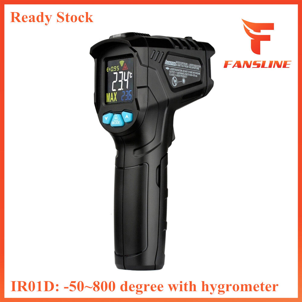 -50~380°C Industrial Digital Infrared Thermometer Handheld Infrared LCD Temperature Meter Gauge Non-contact IR Pyrometer Hygrometer Industrial Temperature Tester