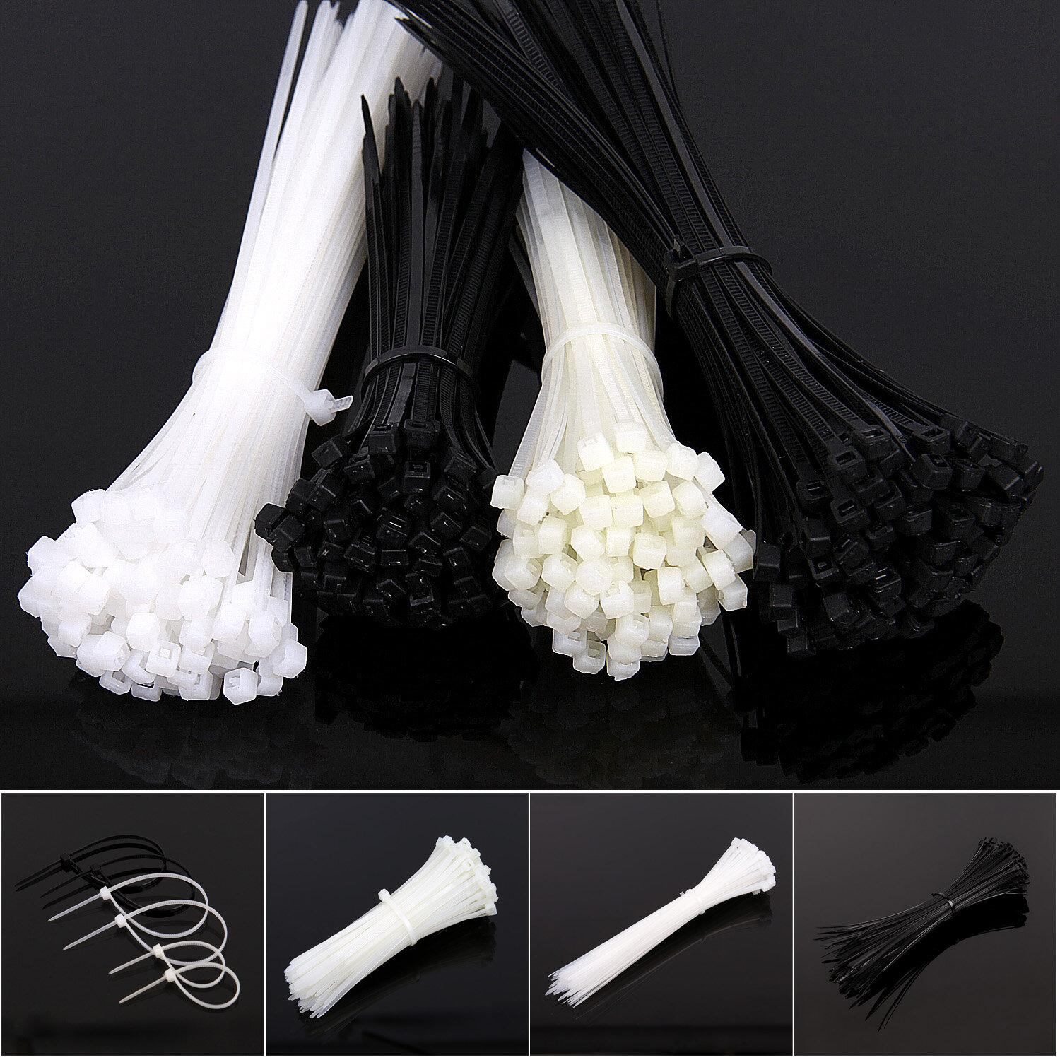 100 Chiếc Dây Cáp Nylon Tự Khóa Dây Buộc Dây Khóa Kéo Dây Cáp Nylon Tự Khóa Dây Cáp Cố Định Màu Đen Và Trắng Bằng Nhựa Dây Buộc Cáp Chắc Chắn