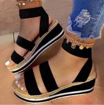 platform sandals elastic