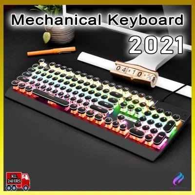 KRK5 ✅READY STOCK✅ REAL PRO GAMING MECHANICAL KEYBOARD GAMING KEYBOARD BLUE SWITCH COLOURFUL RAINBOW BACKLIGHT MULTI COLOUR USB WIRED MECHANICAL GAMING KEYBOARD MECHANICAL KEYBOARD for PC Desktop Laptop