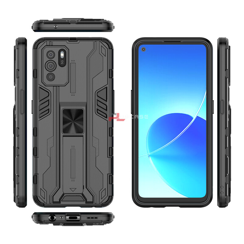 PlusCase for OPPO Reno6 Z 5G Case Shockproof Kickstand Armor Camera Lens Protector Hard Back Cover