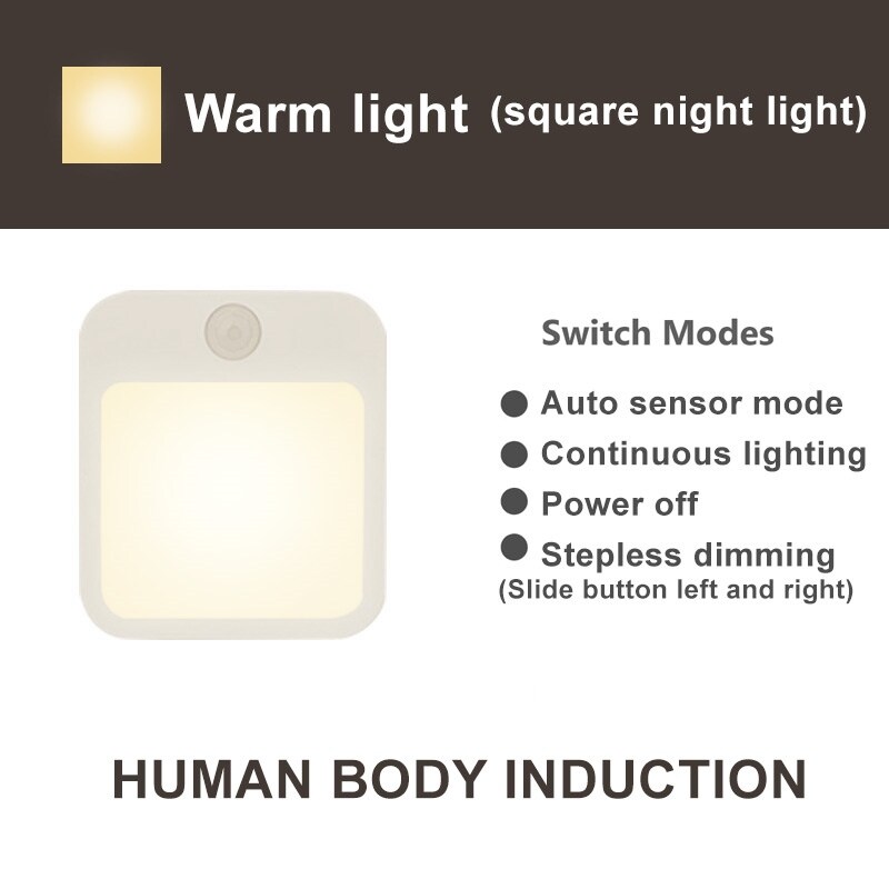 【JING】 Motion Sensor LED Night Lights EU Plug Dimmable Cabinet Light For Baby Bedside Bedroom Corridor Wireless Night Lamp Lighting