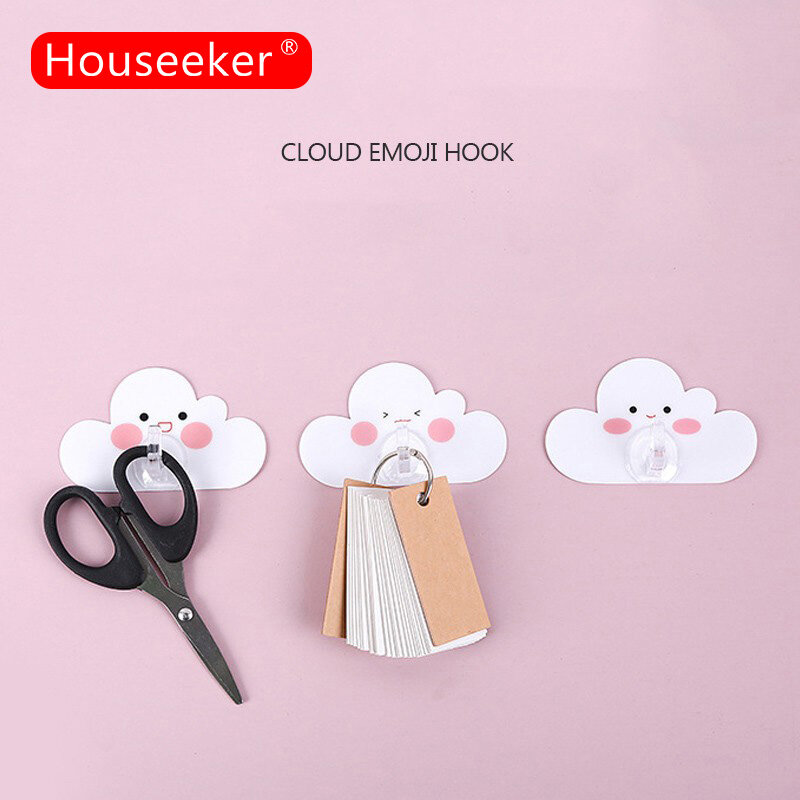 Houseeker schnappy 3pcs Cloud Shape Wall Hooks Hanger Self Adhesive Hooks Kitchen Bathroom Accessories