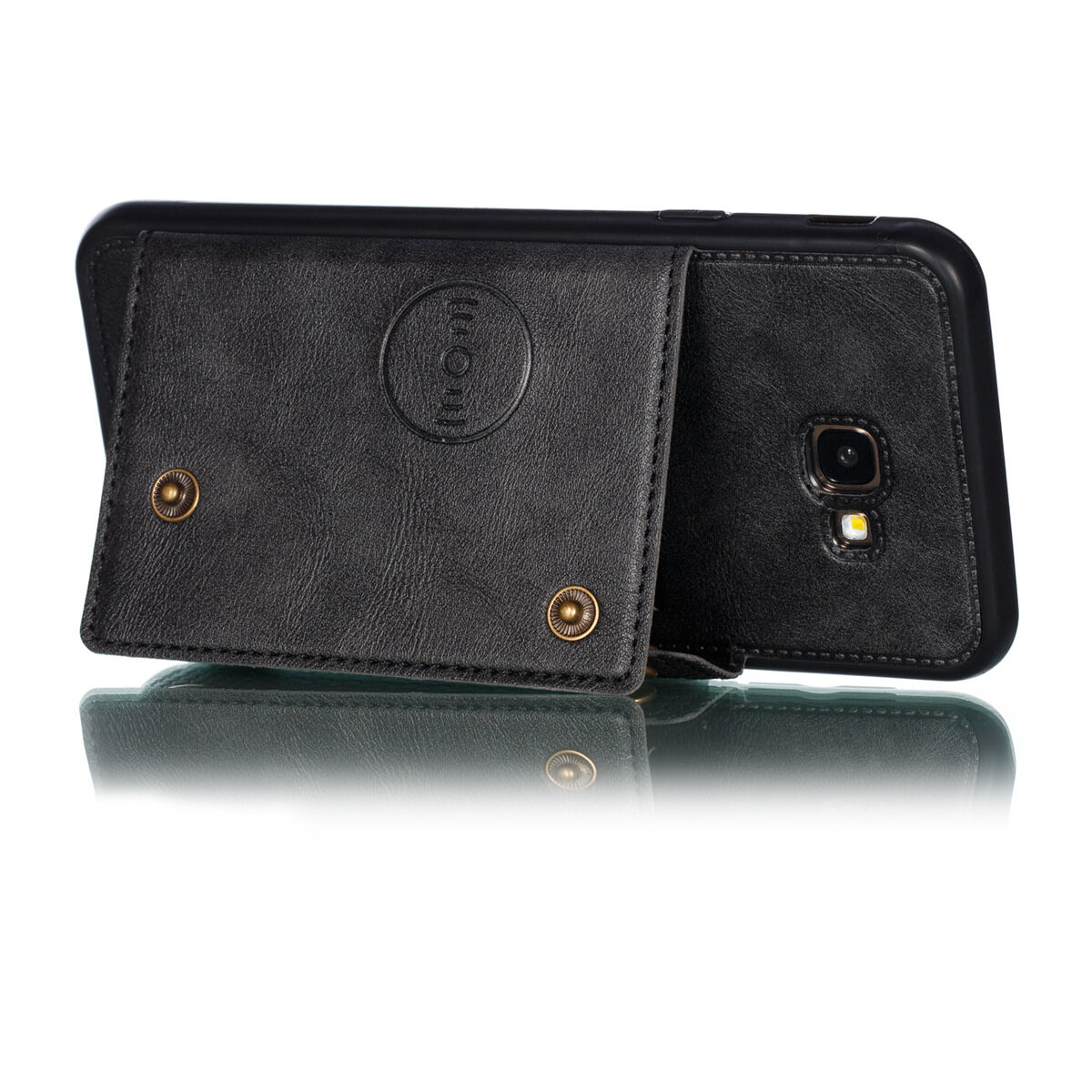 Cho Samsung J4 + j4plus da trường hợp nhiều Folio lật Bìa Wallet trở lại trường hợp vỏ, có thể làm việc với gắn trên xe hơi, ẩn thẻ tín dụng ID khe giữ, retro nút kim loại clasp, đứng hỗ trợ