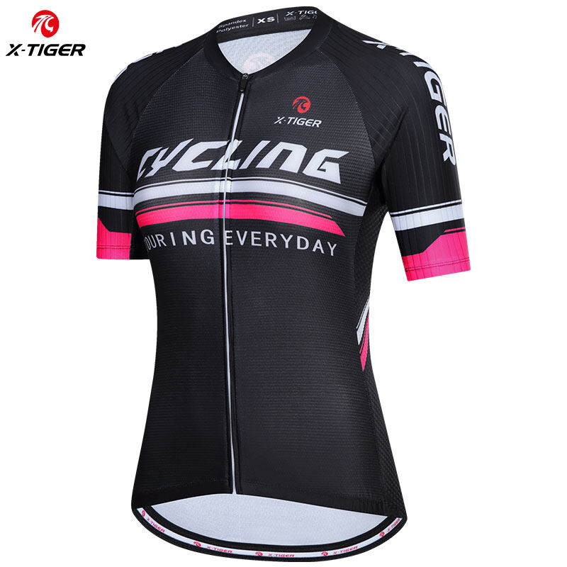 X-TIGER Cycling Jersey Women Short Sleeve MTB Full Zipper Road Bike Shirts Non-Slip Summer Mountain Bike Women's Jersey