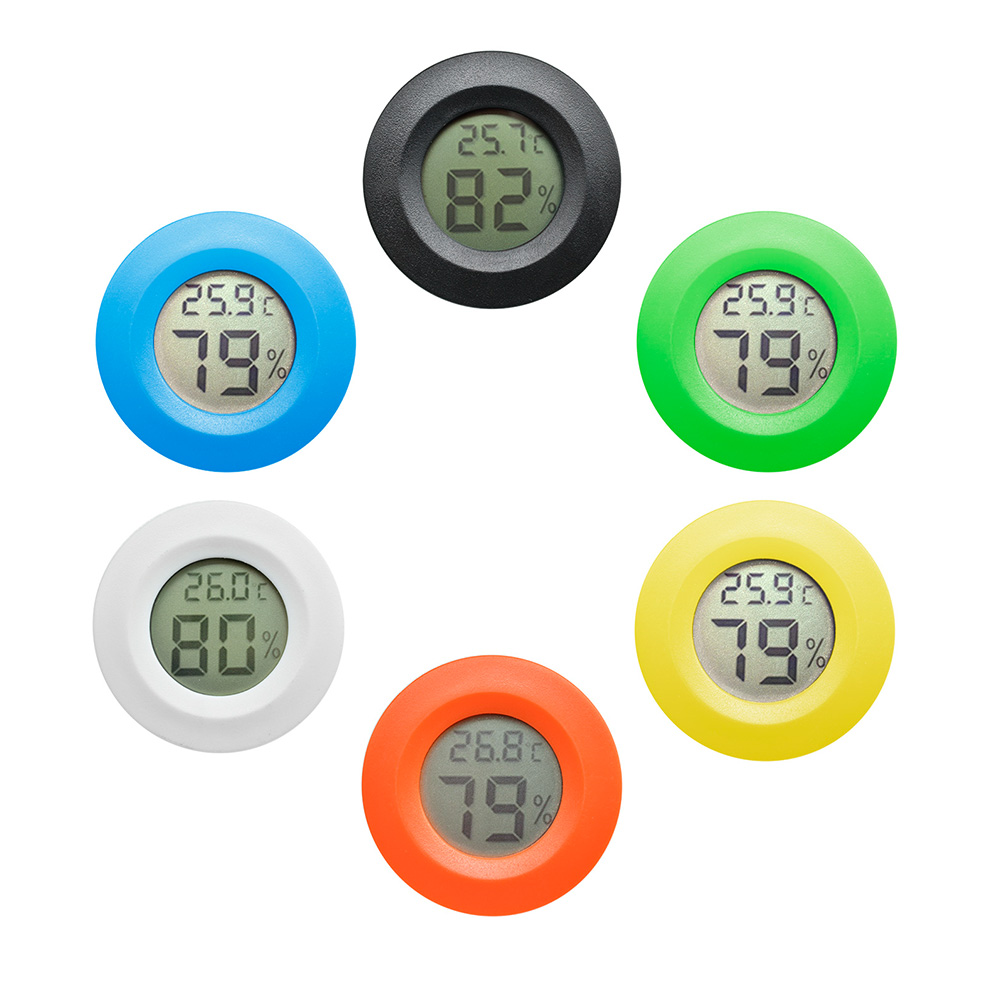 Mini Circular Hygrometer Reptile Pet Electronic Digital Display Insulation Embedded Digital Thermometer and Hygrometer Embedded Circular Thermometer and Hygrometer with Switch