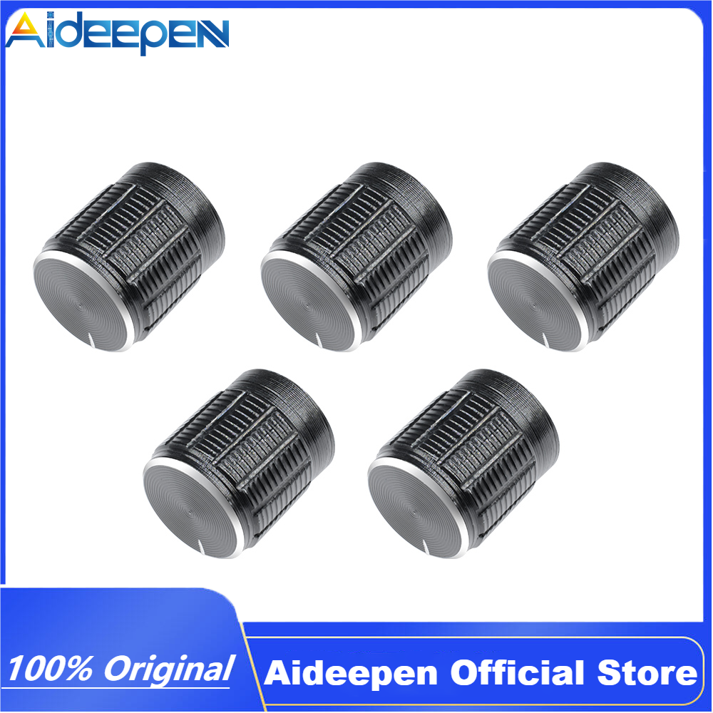 Aideepen 5-Piece Volume Control Knob with 6Mm Diameter Knurled Shaft Potentiometer