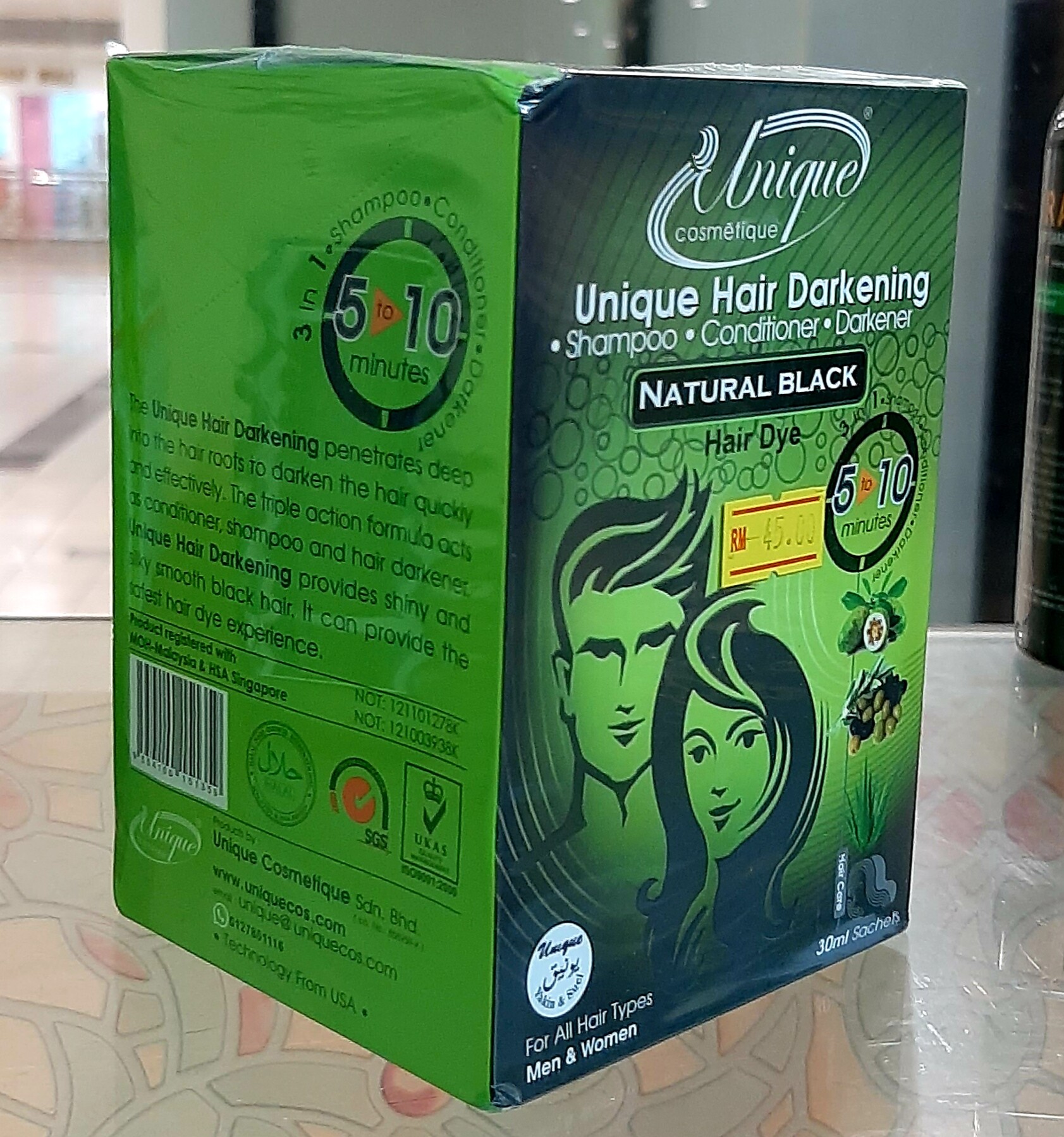 Unique Hair Darkening,Conditioner & Darkener Shampoo (Natural Black) 10  Sachets in a Box AT BEST PRICE ! | Lazada