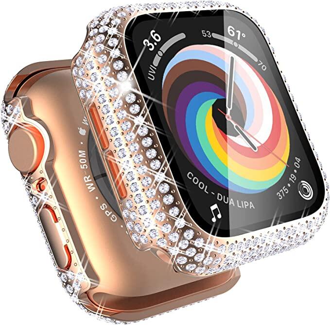 Diamond Watch Case For Apple Watch Case 41mm 45mm Accessories PC Screen Protector Bumper Protect Shell For Apple Watch Series 7 case