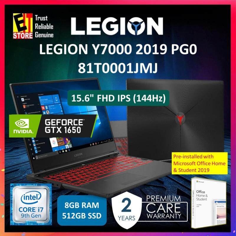 LENOVO LEGION Y7000 (81T0001JMJ) (I7-9750H/8GB/512GB/GTX 1650 4GB/15.6 FHD 144HZ/W10/2YRS include 1YR ADP) + WITH MS OFFICE HOME & STUDENT Malaysia
