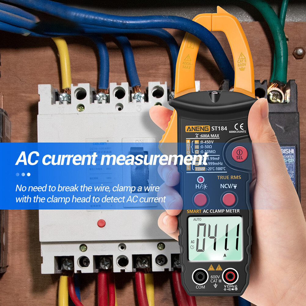 ST184 Digital Clamp Meter Multimeter True RMS AC/DC Voltage Current Tester