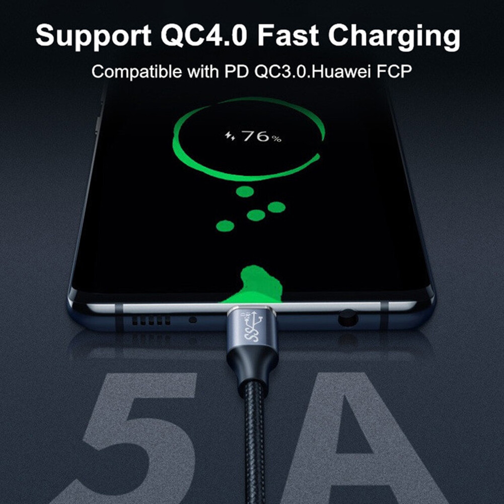 USB 3.1 Gen2 Type C Cable Thunderbolt 3 10Gbps USB-C Data Sync Cable For Pro 5A 100W USB-C Fast Charging Charge Cable