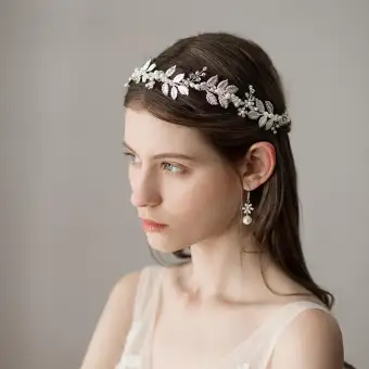 Fenteer Elegant Women S Vintage Pearl Leaf Goddess Hair Band