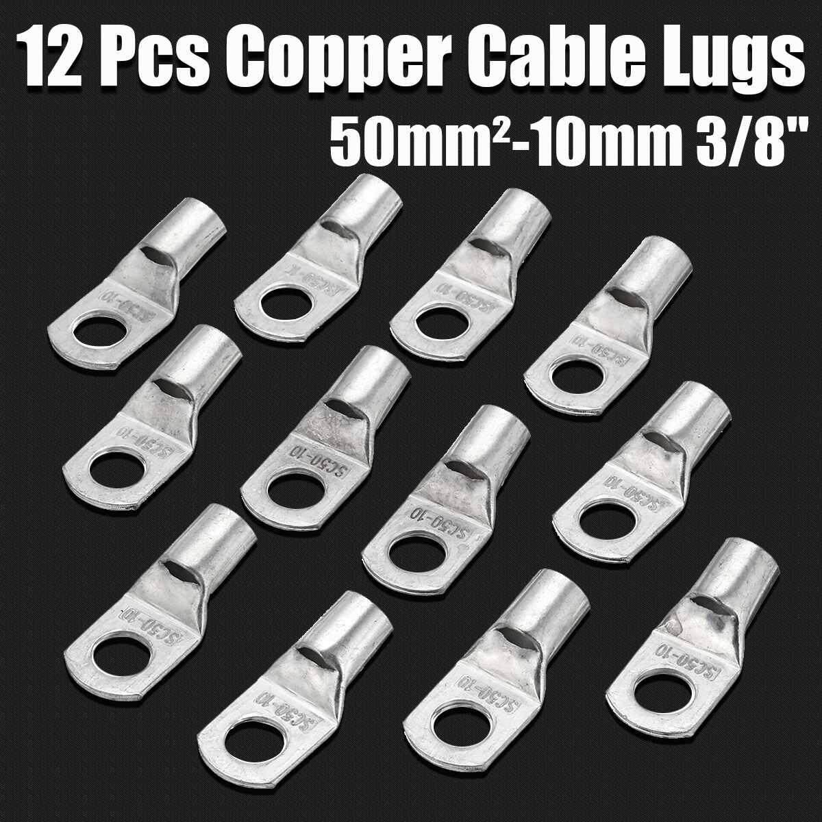 12Pcs Copper Terminal Cable Lugs 10mm Wire Eyelet Connector Ring