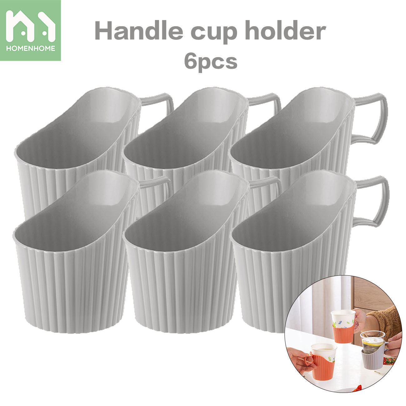 Homenhome 6pcs Household Disposable Cup Holder Plastic Insulation Paper Cup Holder