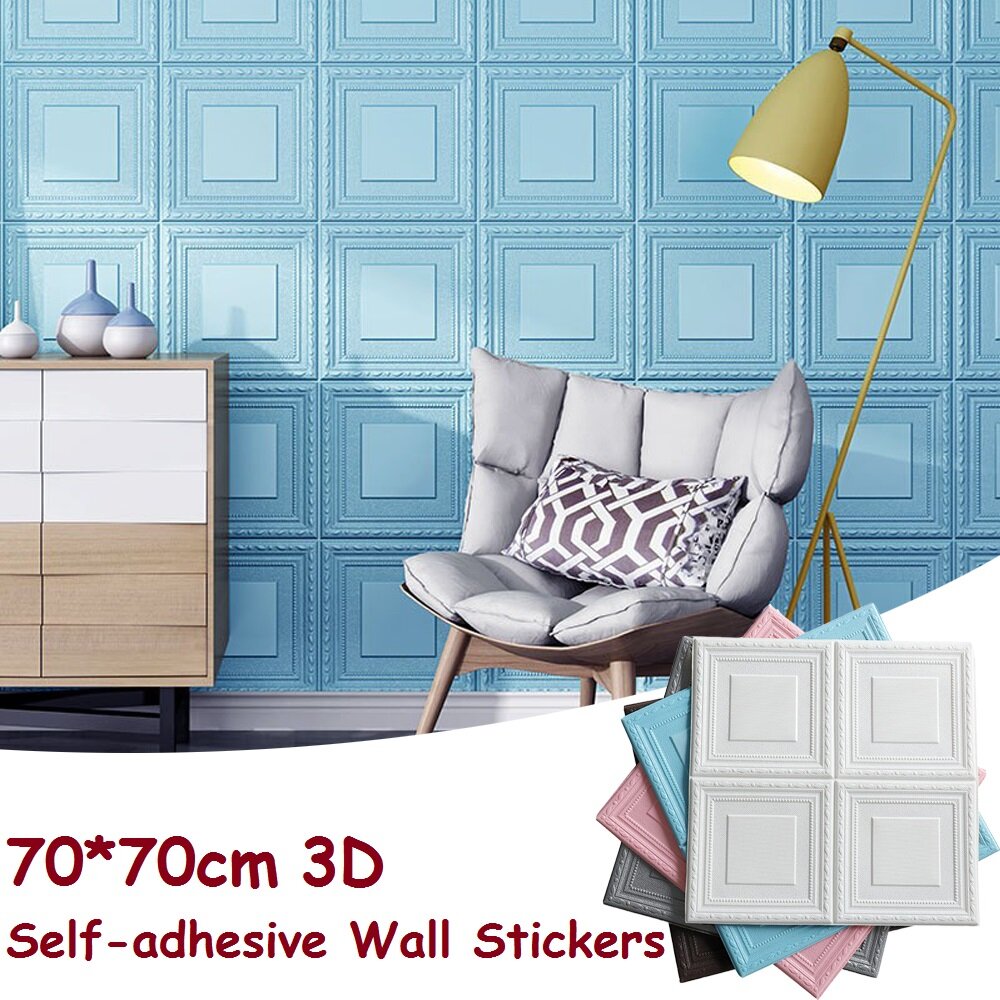 【YESPERY】70 * 70cm 3D PE Foam Wall Stickers Living Room TV Background Wall Self-adhesive Wallpaper Bedroom Warm Wallpaper Anti-collision#1