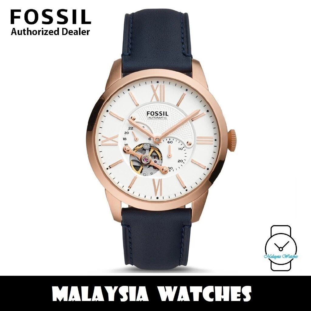 OFFICIAL WARRANTY Fossil Men s Mechanical ME3171 Townsman Automatic Navy Leather Strap Watch Lazada