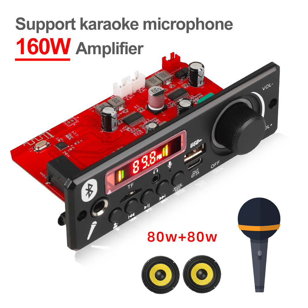 KEBIDU Bluetooth 5.0 MP3 2*80W Khuếch Đại Bluetooth Bảng Mạch Giải Mã MP3 12V MP3 Máy Nghe Nhạc Xe FM mô-đun radio TF Micro Ghi Âm gọi điện không cần dùng tay
