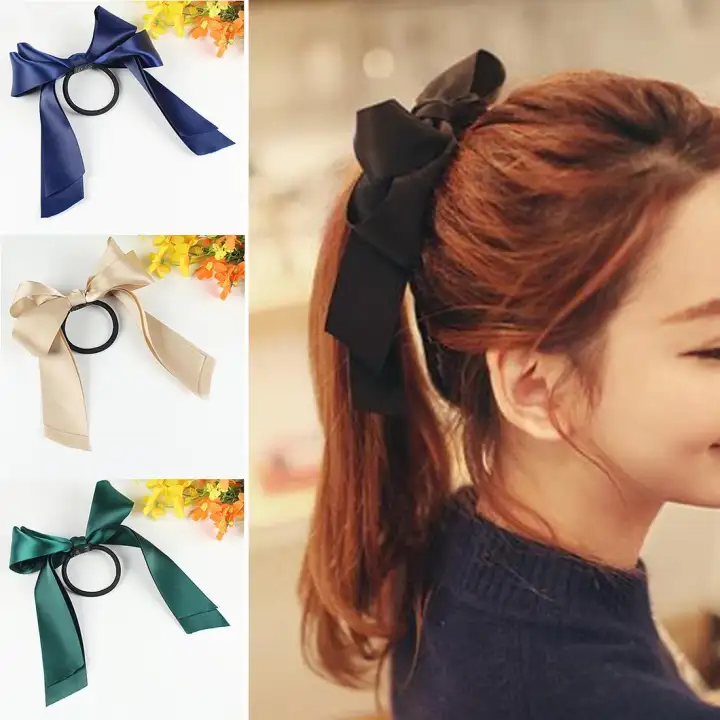 Large Ribbon Bowknot Hair Ties Bow Hair Rope Elastic Women