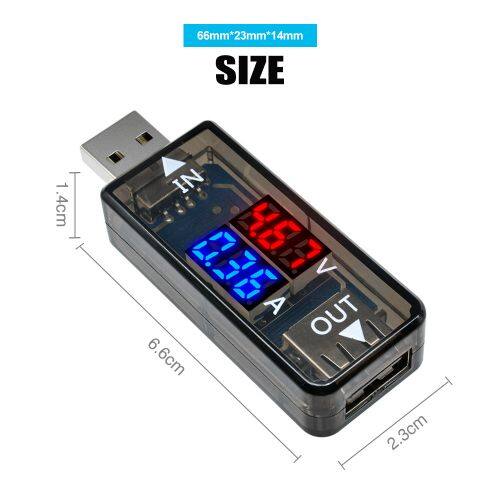 DIPPRUN Mini 5V USB Current Voltage Meter charger Tester Voltmeter Ammeter Detector Digital Red Blue Display 3.3-18V 3A For Phone Power