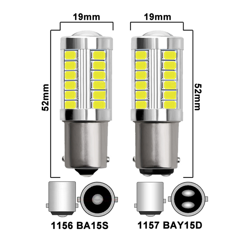 Bóng Đèn LED Xe Hơi CanBus Đèn Tín Hiệu Rẽ Siêu Sáng 1156 1157 Đèn Đỗ Xe Lùi Xe Ô Tô Blub 33 Led SMD 12V Đèn Phanh Đuôi