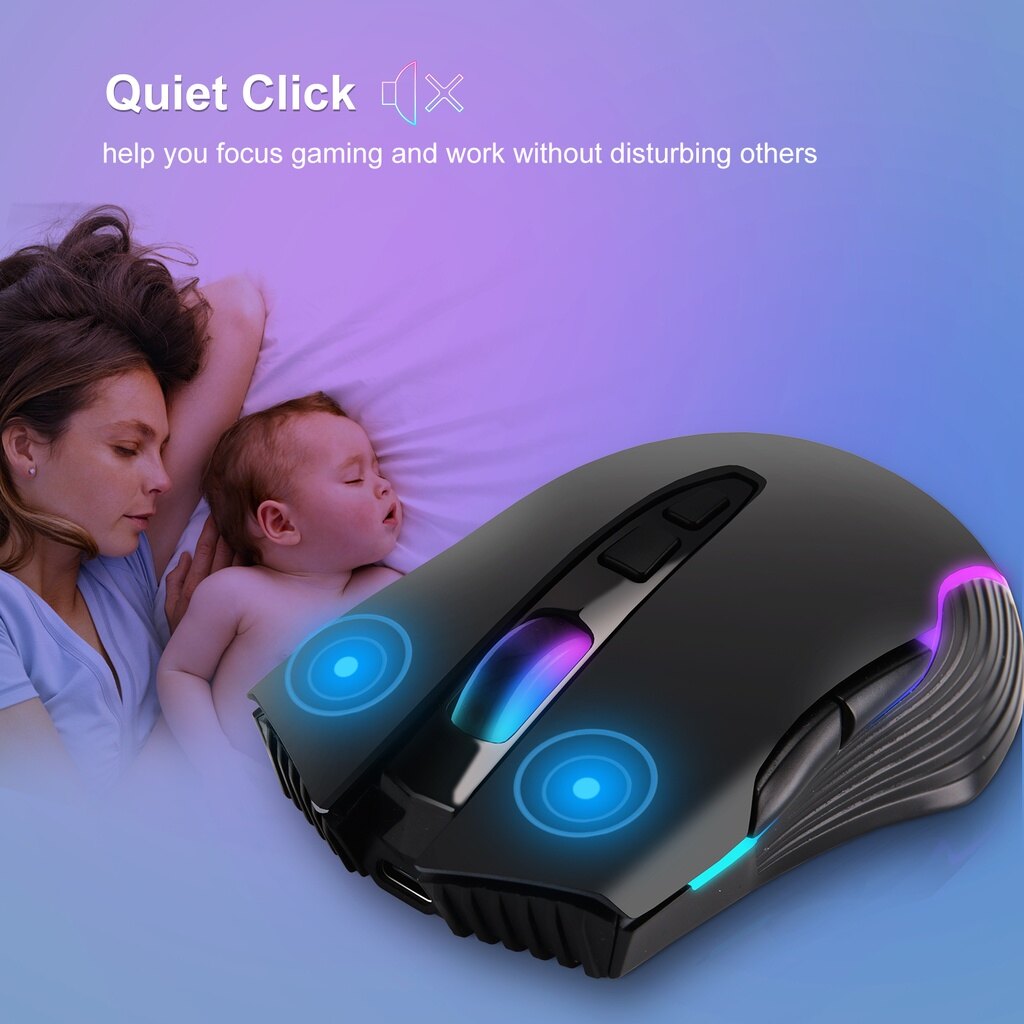 Type-C+USB 2.4Ghz Wireless Mouse with Usb C Receiver for Macbook Pro and Chromebook Backlit Wireless Mouse LED Silent Click