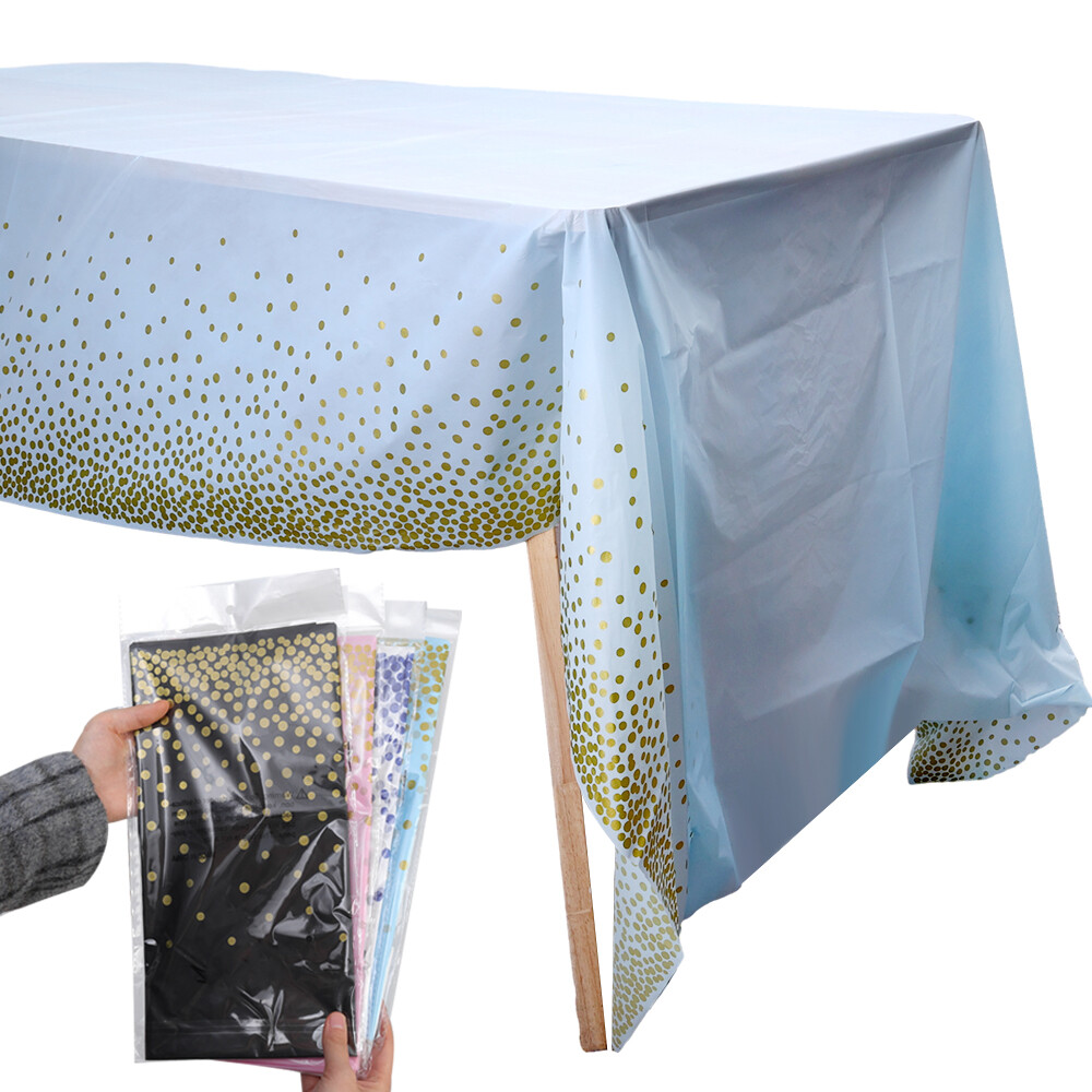 137x274cm Disposable Tablecloth Rectangle Bronzing Gold Dot Waterproof Table Runner for Restaurant Wedding Decor Birthday Party Supplies