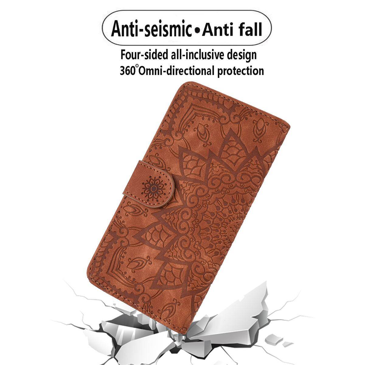 for Samsung Note10+ Note10 Pro Plus Leather Case, Wallet Phone Case Light Slim Flip Folio Cover Durable Shell Genuine Matte Calf Skin Feel, with Kickstand and Cash Card Slots Wristband