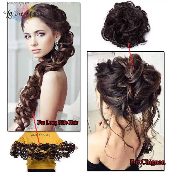 La Vis Hair Bun Extensions Wavy Curly Messy Long Scrunchie