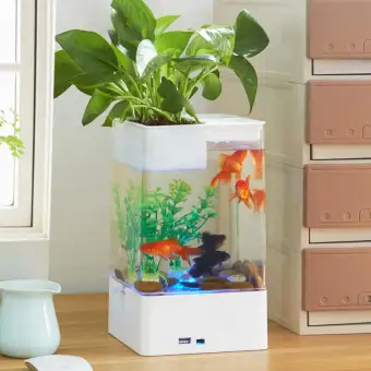 Self Cleaning Fish Tank Lazy Small Acrylic Goldfish Bowl Office