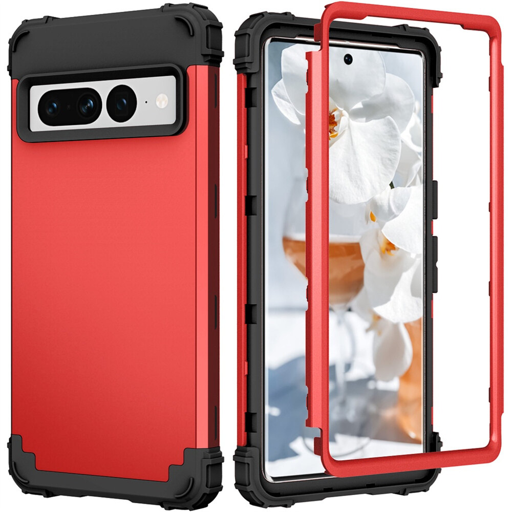 Xj mall for google pixel 5 6 7 | pixel 5a 6a | pixel 7 pro 6 pro 3 in 1 hybrid hard pc soft rubber heavy duty rugged bumper shockproof anti slip full-body protective phone cover