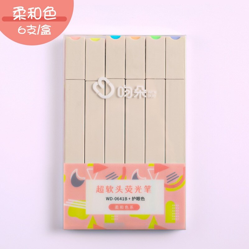 6pcs/Set Soft Morandi Color Highlighter Pen Set Salty Sweet Fluo School Student Marker Stationery